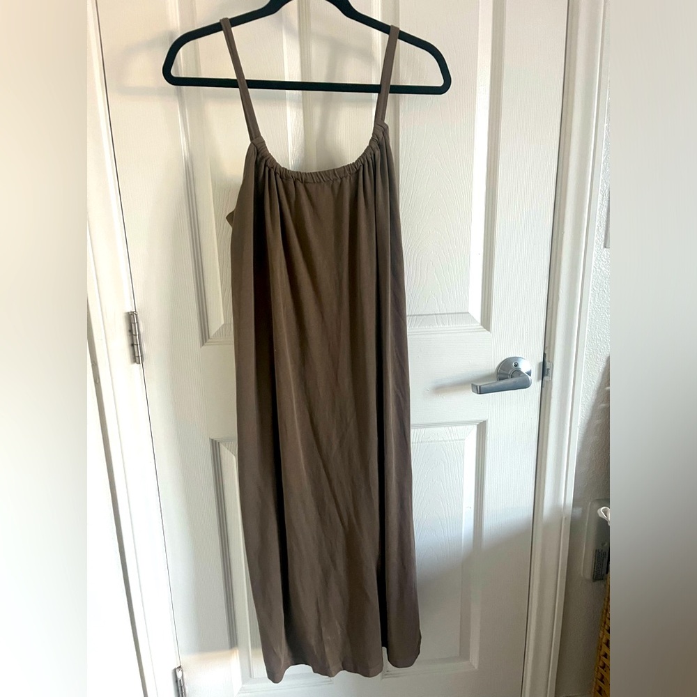 H&M brown midi cotton jersey dress size Small